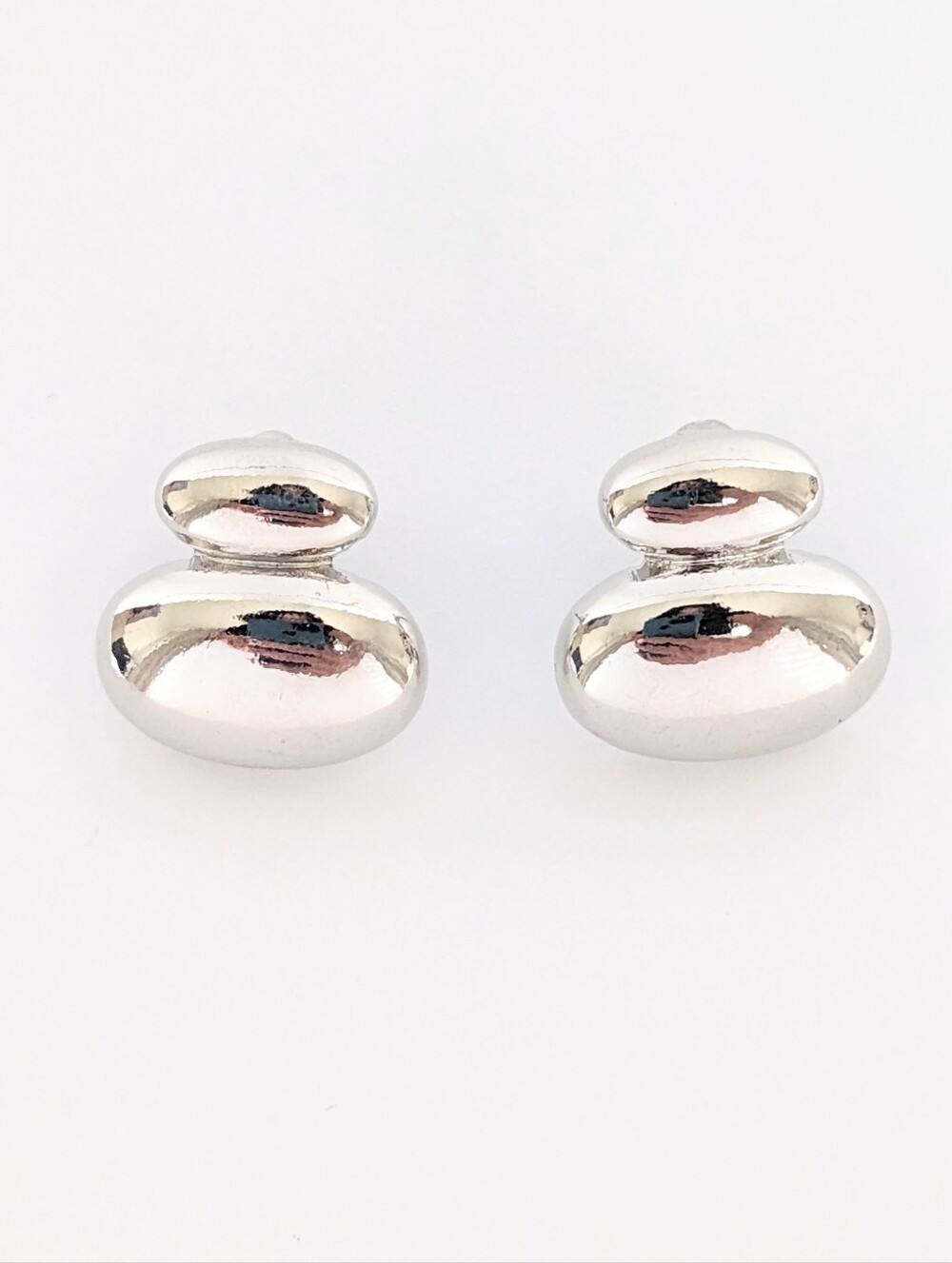 Silver Double-Dome Stud Earrings